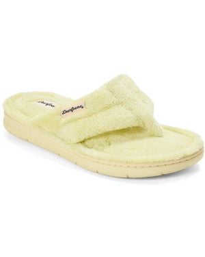 Dearfoams Wrenley Terry Thong Flip Flop House Slipper - Yellow