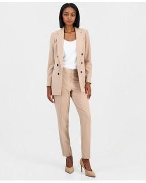 BarIII Bi Stretch Faux Double Breasted Boyfriend Jacket Scoop Neck Camisole Bi Stretch Straight Leg Dress Pants Macys Exclusive - Natural