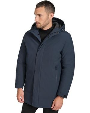 Calvin Klein Flextech Stretch Water-resistant Hooded Stadium Jacket - Blue