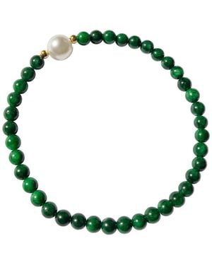 seree Clara — Pearl And Chalcedony Beaded Bracelet - Green