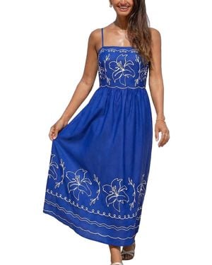 CUPSHE Groundbreaking Floral Midi Beach Dress - Blue