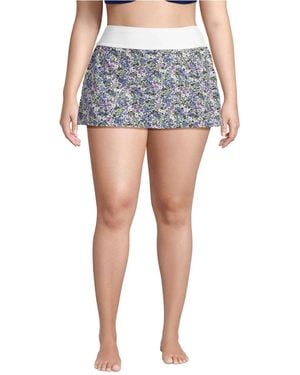 Lands' End Plus Size Pinchless Mini Swim Skort - Blue