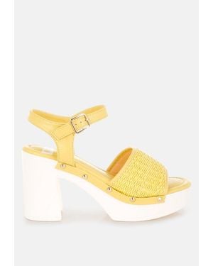 Rag & Co Mazaro Raffia Chunky Sandals - Yellow