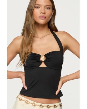 Edikted Delcy Cut Out Halter Top - Black