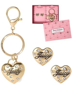 Juicy Couture Heart Keychain & Earring Set - Pink