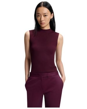 BOSS Boss By Sleeveless Mock-neck Top - Purple