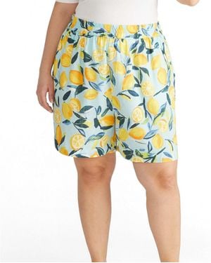 UNIVERSAL STANDARD Plus Size Juniper Linen Easy Pull-on Shorts - Blue