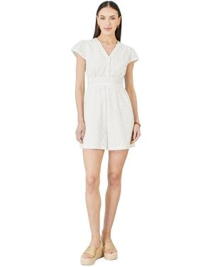 Yumi' Cotton Broderie Anglaise Playsuit - White
