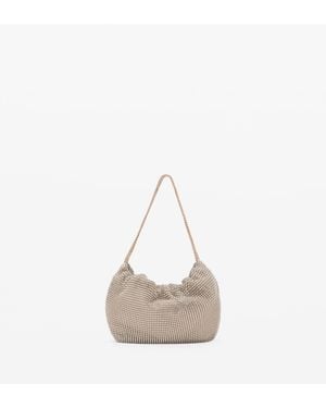 Mango Rhinestone Shoulder Bag - White