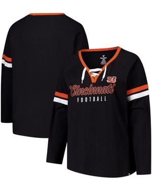 Fanatics Cincinnati Bengals Plus Size Won Done Lace-up V-neck Long Sleeve T-shirt - Black