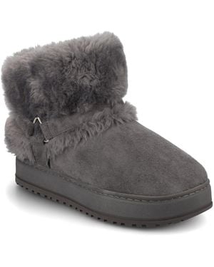 Journee Collection Thada Round Toe Slipper Booties - Gray