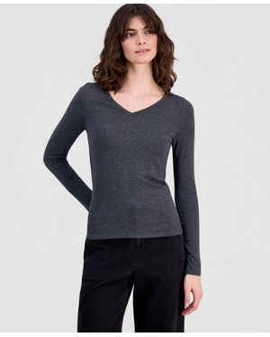 Eileen Fisher V-neck Long-sleeve Top - Blue