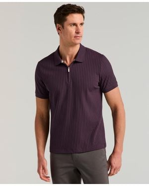 Perry Ellis Slim-fit Ribbed-knit 1/4-zip Polo Shirt - Purple