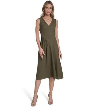 Calvin Klein V-neck Sleeveless Midi Dress - Green