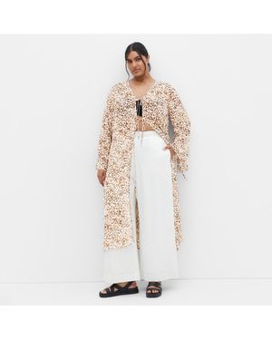 City Chic Plus Size Remi Leopard Print Jacket - White