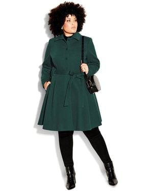 City Chic Plus Size Blushing Belle Coat - Green