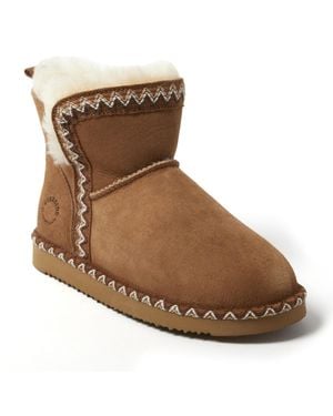 Dearfoams Fireside By Perth Genuine Shearling Fold Down Bootie - Brown