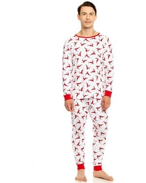 Leveret Men S Two Piece Cotton Holiday Pajamas - Red