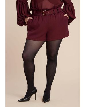 Eloquii Paperbag Waist Mini Short - Purple