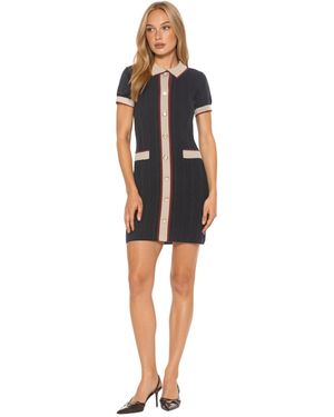 Alexia Admor Cove Collared Button Down Contrast Knit Dress - Blue
