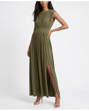 Taylor Cinched Waist Ruched Crewneck Dress - Green