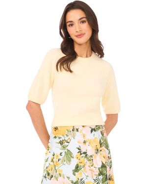 1.STATE Short-sleeve Crewneck Sweater - White