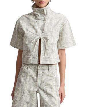 Avec Les Filles Mock Neck Jacket - White