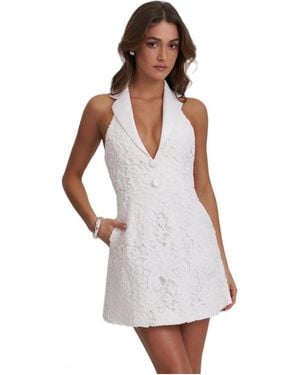 Miss Circle Ignacia Cotton Lace Halter A-line Mini Dress - White