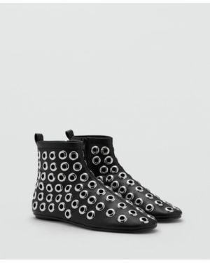 Mango Eyelets Leather-effect Ankle Boots - White