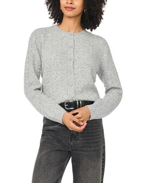 Vince Camuto Cable-knit Crewneck Cardigan - Gray