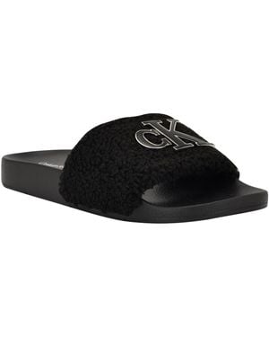 Calvin Klein Ahva Cozy Slip-on Pool Slides - Black