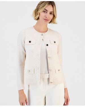 Anne Klein Glitz Lady Sequin Cardigan - Natural
