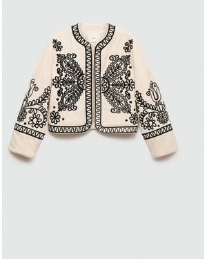 Mango Cotton Embroidered Jacket - White