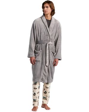 Perry Ellis Fleece-herringbone Robe - Gray
