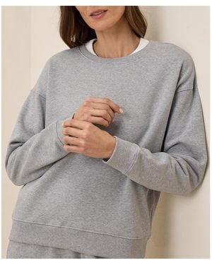 Pact Organic Cotton Cloud Brushed Fleece Crew Sweatshirt - Gray