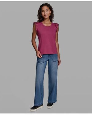 KARL LAGERFELD Sleeveless Ruffle Knit Top - Multicolor