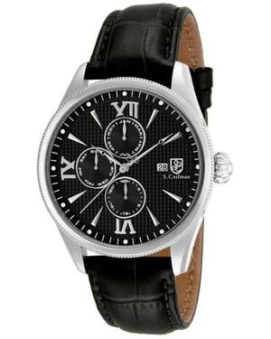 INVICTA WATCH S.coifman Sc0088 Chronograph Dial Leather Strap Watch - Black
