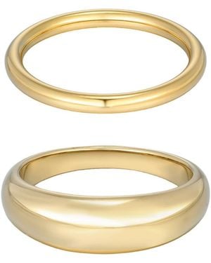 Adornia Tarnish Resistant Chunky Dome Ring Set - Metallic