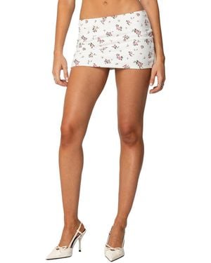 Edikted Melany Floral Waffle Mini Skirt - White