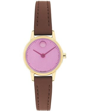 Movado Baby Face Swiss Quartz Warm Leather Watch 22.50mm - Pink