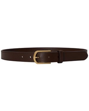 Ralph Lauren Rounded Buckle Leather Skinny Belt - Brown