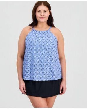 Island Escape Plus Size Cali Tankini Top Macys Exclusive Skirt - Blue