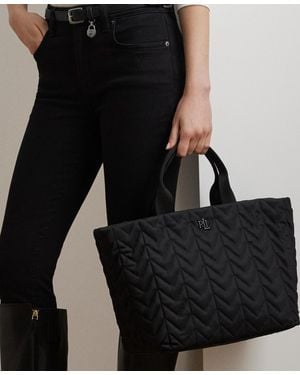 Ralph Lauren Quilted Extra Large Stevie Zip Tote Bag - Black