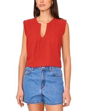 Vince Camuto Pleated Sleeveless Blouse - Red