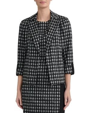 Kasper Petite Houndstooth 3/4-sleeve Notch Collar Open Seamed Blazer - Multicolor