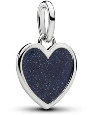 PANDORA Glitter Enamel Engravable Heart Dangle Charm - Blue