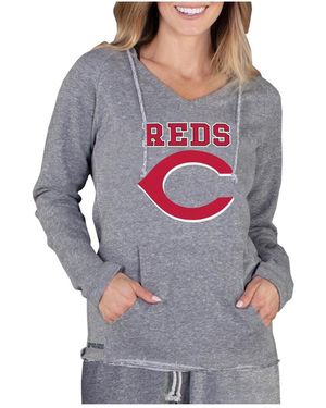 Concepts Sport Cincinnati Reds Mainstream Terry Long Sleeve Hoodie Top - Gray