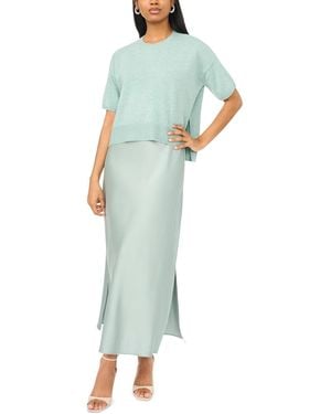 Msk Sweetheart Neck Sweater Dress - Green