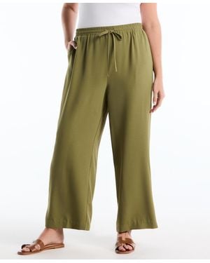Rafaella Plus Size Drawstring Wide-leg Pants - Green