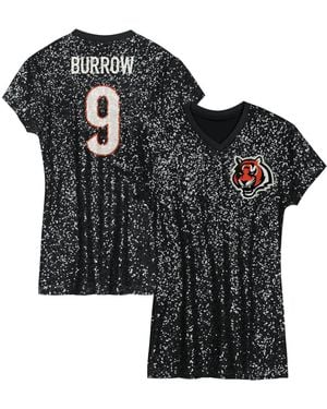 Outerstuff Big Girls Joe Burrow Cincinnati Bengals Sequin Player Name Number V-neck Dress - Black